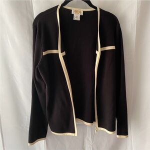 NWOT Talbots tipped cardigan Silk black SZ M Petite